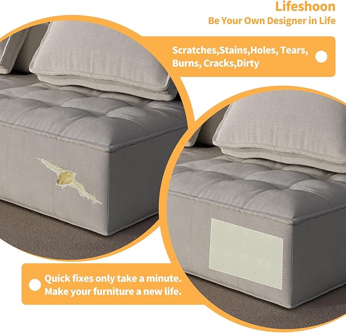 Fabric Repair Patches, Canvas Self-Adhesive Fabric Patches Tape Durable, DIY Large Canvas Repair for Sofa, Couches, Furniture, Chair, Clothing （3.5X79 Inch, Medium Grey）