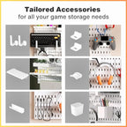 Keepo Pegboard Combination Kit, Modular Hanging Organizer with Pegboards, Accessories for Gaming Setup, Wall Game Controller Holder, Headset Stand (White, 22"22")