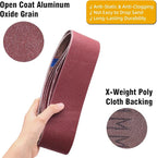 21 Pcs 3 x 21 Inch Sanding Belts,3 Each of 40 60 80 120 180 240 400 Grits 3 x 21 Belt Sander Sanding Belts,Aluminum Oxide Belt Sander Paper for Woodworking Metal Paint Polishing