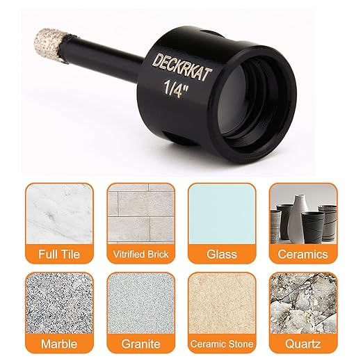 1/4" Dry Diamond Drill Bit Set of 2 Packs, 6mm Tile Hole Saw Drill Bits for Granite Marble Ceramic Glass Porcelain Tiles Stones and Flower-Pots, Core Drill Bits with 5/8-11 Thread for Angle Grinders