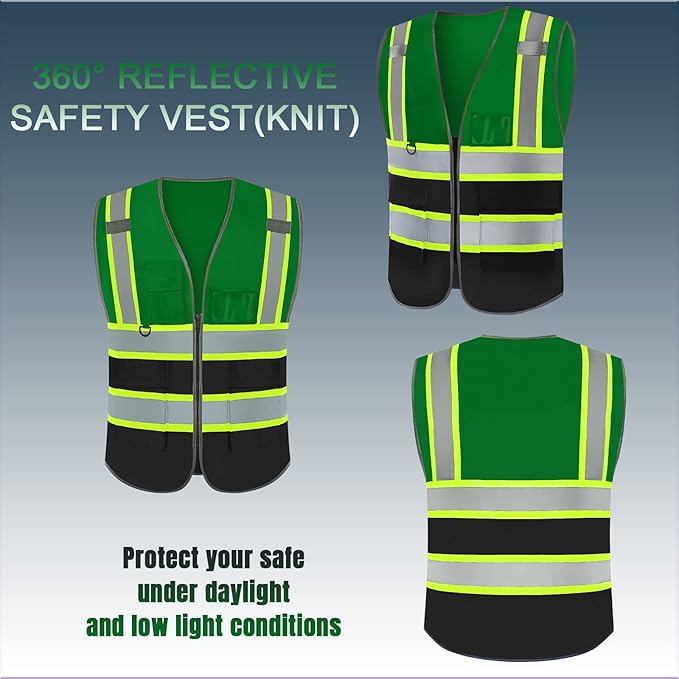 BeautyWill Custom Logo 10/20 Pack Safety Vest Class2 High Visibility Vest with Pockets Breathable Construction Vest Bulk