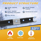 3FT~200FT Heat Tape for Water Pipes, -40°F Deicing Cable,Pipe Heat Cables for Roof,Gutter，Farm，Freeze Protetion Heating Wires, Heated Water Hose,Plumbing Fixtures,120V 5W/FT (15FT)