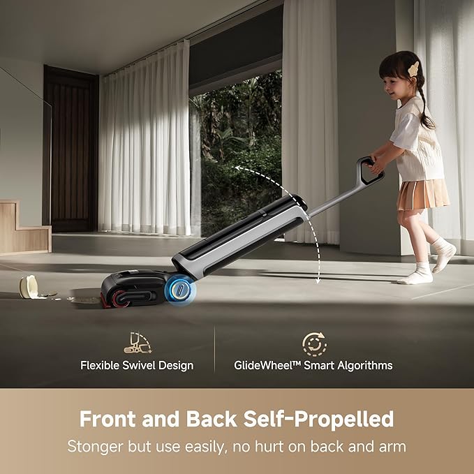 DREAME H15 Pro Heat Wet Dry Vacuum Cleaner, 185°F Hot Water Floor Cleaning, Cordless Vacuum Mop with GapFree AI Robotic Arm, 22KPa Suction, 0 Hair Tangle, 212°F Self-Clean, 194°F Hot Air Drying