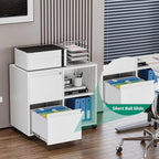 Letaya Mobile File Cabinet, Metal Lateral Rolling Printer Stand Filing Cabinets with Shelves for Home Office-Storage A4/F4/Letter (White)