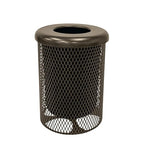 RFT-TXTBRW Heavy Duty Round Trash Receptacle with Flat Top, Liner Included, 32 Gallon, Textured Brown, Made in America
