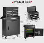 Rovibek Rolling Tool Chest, 5-Drawer Rolling Tool Box with Wheels,Detachable Top Box, Metal Tools Box for Garage Workshop Warehouse, Heavy-Duty Tool Storage Cabinet, Black