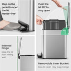 Cesun Small Bathroom Trash Can with Lid Soft Close, Step Pedal, 6 Liter / 1.6 Gallon Stainless Steel Mini Garbage Can for Office, Outdoor Trash Bin with Removable Inner Bucket (Silver)