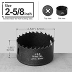 2-5/8 Inch Hole Saw with 3/8" Triangle Shank Quick Change Arbor, JTemgle Bi-Metal Hole Saw Heavy Duty Hole Cutting Tool for Cornhole Boards, Recessed Lights, Wood, Plastic, Drywall & Soft Metal