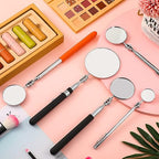 5 Pcs Telescoping Inspection Mirror Set Round Stainless Steel Mirror 360 Rotation Adjustable Inspection Tool with Long Handle for Check The Vehicle, Observe The Eyelashes, Mouth(Classic Style)
