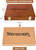 10-Pieces Woodworking Wood Chisel Set with Wooden Box, Honing Guide, Sharpening Stone, Razor Sharp CR-V 60 Steel Blades