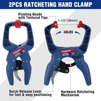 WORKPRO 10-Pack Clamps for Woodworking, 12" & 6" Bar Clamps, 2 Quick-Release Ratcheting Wood Clamps and 4 Spring Clamps, Light Duty F Clamps/Spreader 150 LBS Load Limit
