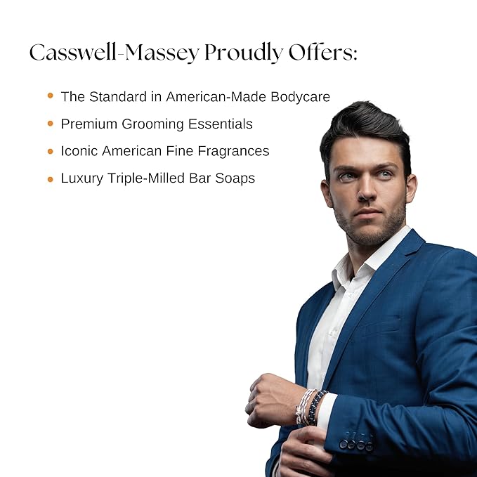 Caswell-Massey LX48 Natural Bar Soap for Men, Moisturizing Body Soap Bar for All Skin Types, Made with Essential Oils & Plant-Based Formula for Soft Skin, Made in USA, 5.8 oz
