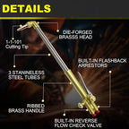 900FC Type Straight Cutting Torch, 21 Inch Oxygen Acetylene Cutting Torch with 1-101 Cutting Tip, Built-in Flashback Arrestors and Check Valves, Straight Cutting Outfit