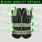 BeautyWill Custom Logo 10/20 Pack Safety Vest Class2 High Visibility Vest with Pockets Breathable Construction Vest Bulk