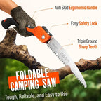 GROWIT Folding Camping saw 11 Inch - Heavy Duty Pruning Saw with Triple-Cut SK5 Blade, 7 TPI Razor Teeth for Tree Trimming, Wood Cutting, Camping, Bushcraft, and Gardening