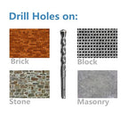 10PCS, 3/16" x 6", SDS Plus, Hammer Drill Bits, Rotary Hammer Drill Bits
