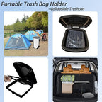 Portable Trash Bag Holder Collapsible Trash can with 25 PCS Drawstring Trash Bags | Expandable Outdoor Waste Bins Camping Accessories for Indoor Outdoor RV Picnic Kitchen Home Use | Black