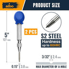 ALBO Spring Loaded Center Punch Tool – 5 Inch Automatic Punch for Metal, Wood & Steel – Heavy Duty Drill Punch with Non-Slip Comfort Cap, Galvanized Finish & Precision Tip for Accurate Marking (2pcs)