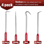 4 Pcs Hook and Pick Set Double Pointed Scribe Car Auto Oil Metal Pick O Ring Seal Puller Hooked Scriber Marking Tools for Carpenter Machinists Technicians, 9.06 Inches