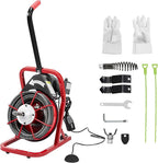 75Ft 1/2 Inch Electric Drain Cleaner Machine Auto Feed Drain Auger for 1 to 4 Inch Pipes Professional Sewer Snake with 4 Cutters Gloves Heavy Duty Clog Remover