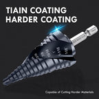Spiral Flute Cobalt Step Drill Bit M35,Hex Shank Unibit for Metal, Stainless Steel (1/4"-1-1/8")