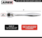 ARES 42069 – 3/8-Inch Drive 120 Tooth Ratchet – 3 Degree Swing Arc - Reversible Ratcheting Mechanism - Ergonomic Handle and Professional Gear Structure