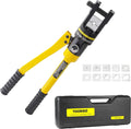 Cable Lug Crimping Tool, 6 AWG to 500 MCM Hydraulic Plier, 12 Ton Hand Crimping Tool for Wires, Terminal, Lug, Crimping Tool Kit with 10 Dies