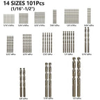 Cobalt Drill Bits Set for Hardened Metal and Stainless Steel, 101Pcs 1/16"-1/2" M35 HSS Twist Jobber Metal Drill Bits, with Index Storage Case
