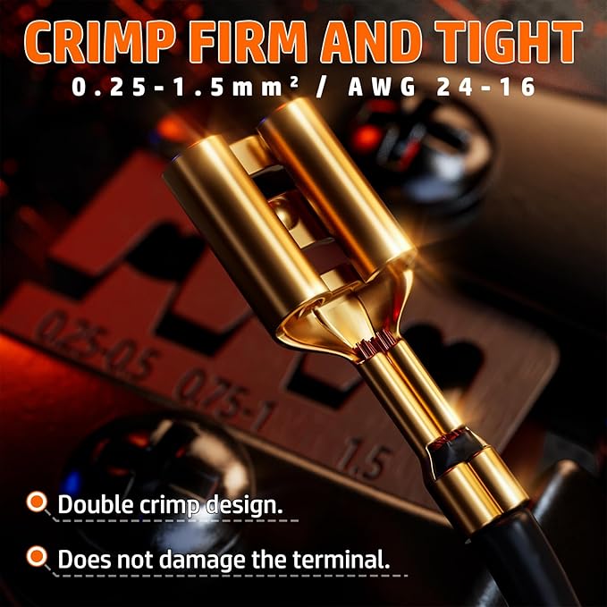 PEBA Spade Terminal Crimping Tool Kit, AWG 24-14 Crimper for Quick Disconnect Male & Female Non-Insulated Terminals 0.110"-0.250", 14 Types Spade Connector Kit - Speaker Terminals Crimping Tool