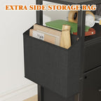 2 Drawer File Cabinet with 24'' Extended Desktop, Mobile Filing Cabinet, Rolling File Cabinet with Side Bag, Fabric Drawer, Fits A4 Size, Home Office, Black