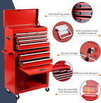 8-Drawer High Capacity Rolling Tool Chest, Big Storage Removable Tool Box Combo, Lockable Drawer Tool Cabinet for Workshop and Garage (Red)