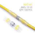 Wirefy 100 Pieces Electrical Heat Shrink Solder Lugs - Waterproof Electrical Terminals - Waterproof End to End Connection - Yellow 4-6mm²