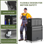 Tool Chest, 8-Drawer Rolling Tool Storage Cabinet with Enhanced Packaging, Detachable Top Tool Box, Metal Tool Cart with Hooks and Liners, for Garage, Workshop, Black