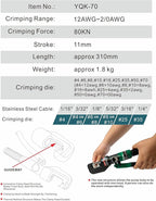 Hydraulic Cable Lug Crimper 10 US TON 12 AWG to 00 (2/0) Electrical Terminal Cable Wire Tool Kit with 9 Die (12awg~00awg Crimping Tool+Cut)