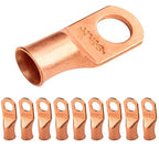 SELTERM 10pcs 2/0 AWG - 1/2" Stud - Battery Lugs, Heavy Duty Wire Lugs, Ring Terminals, Battery Cable Ends,00 Gauge Terminals, UL Bare Copper Eyelets Electrical Battery Terminal Connectors