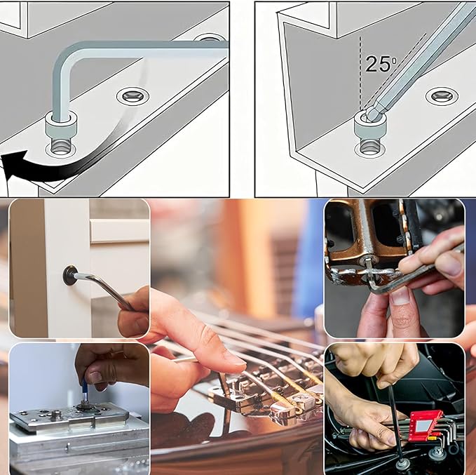 TOP-VIGOR 2Pcs 5/32" Ball End Hex Key Wrench, L Shaped Long Arm Allen Wrench for Household DIY, Professional Machine Repairing, CR-V