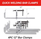 4-Pack Welding Bar Clamps 12 Inch, Drop Forged Steel Bar Clamps Throat Depth 3 inch Load Force 450 Lbs for Woodworking,Welding, Metal working