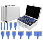 Diamond Tile Hole Saw Kit - 12Pcs 1/4'', 5/16'', 3/8'', 4/5'', 1'', 1-1/8'', 1-1/4'', 1-3/8'', 1-3/4'', 2'', 2-1/2'' Drill Bits Set, 1/4'' Carbide Drill Bit for Porcelain Tile Ceramic Granite Marble