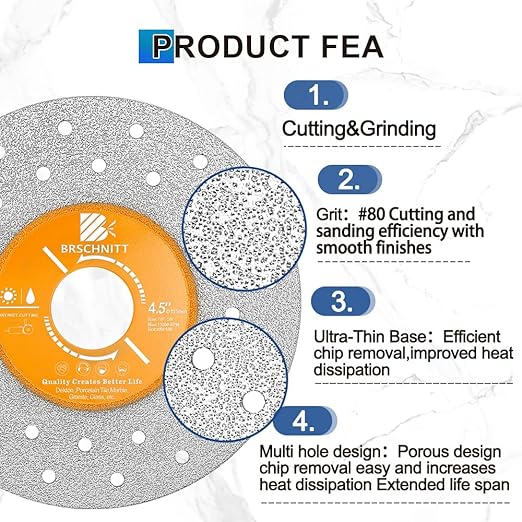 Rock Slab Grinding Disc - 5 inch Glass Cutter Disc, Granite Cutting Disc, Diamond Grinder Wheel for Rock Slab, Stone, Tile, Marble, Granite, Glass Diamond Cutting Discs