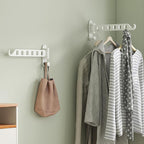 Laundry Drying Rack Wall Mounted - Swing Arm Clothes Hanger with 6-Hole, 180° Rotation Coat Hanger Holder, Foldable Valet Hook for Laundry Closet (2-Pack, White)