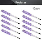 Fielect 10pcs Voltage Tester Voltage Detector Pen Circuit Tester Tool Steel Batch Slotted Test Pencil JRDB-168 AC/DC 100-500V Clear