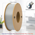 PLA+ 3D Printer Filament 1.75mm No Tangle, Neatly Wound Filament Net Weight 250g Spool, PLA Pro Plus,Silk Silver