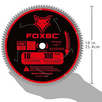 FOXBC 10-Inch Saw Blade 100-Tooth TCG for Aluminum and Non-Ferrous Metal Cutting with 5/8-Inch Arbor