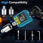 1/2" Digital Torque Adapter, (±1% Accuracy, 7.4-150Ft-lb) Digital Torque Wrench Adapter for Auto, with Upgrade Color Display, Versatile Meter - Smart Alert | Peak/Track | Preset | Store/Delete(203N.m)