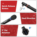 Torque Wrench 3/8-Inch Drive, 10-100 Ft-Lb/13.6-135.5Nm Click Adjustment Torque Wrench with 3/8" to 1/2" Adapter, 125mm Extension Bar Motorcycle, Car & Small Machinery Maintenance