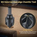 AMTOVL 4PCS Deburring External Chamfer Tool & Countersink Drill Bit Set - YG8 Tungsten Carbide & M2 HSS, Quick Release Chamfering Tool for 1/8"-1-3/8" Bolts, Thread Repair & Metal Edge Deburring