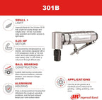 Ingersoll Rand 301BK Angle Air Die Grinder Stone Kit, 21,000 RPM, 0.25 HP, 1/4" Collet, Front Exhaust