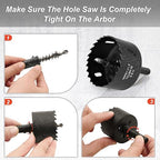 2-1/2 Inch Hole Saw with 3/8" Triangle Shank Quick Change Arbor, JTemgle Bi-Metal Hole Saw Heavy Duty Hole Cutting Tool for Cornhole Boards, Recessed Lights, Wood, Plastic, Drywall & Soft Metal