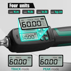 Precision 3/8" Digital Torque Wrench with ±2% Accuracy for Spark Plug, Carbon Bike & Motorcycle (2.2-44 ft-lb / 3-60 Nm) - Over-Torque Alert with Buzzer/LED & Storage Case