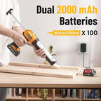 Electric Caulking Gun, Cordless Caulking Gun with 2x 2000mAh Batteries, 9Pcs Silicone Caulking Tools, 4 Adjustable Speeds, LED Light, 10OZ Battery Silicone Gun for Filling, Sealing (Yellow)